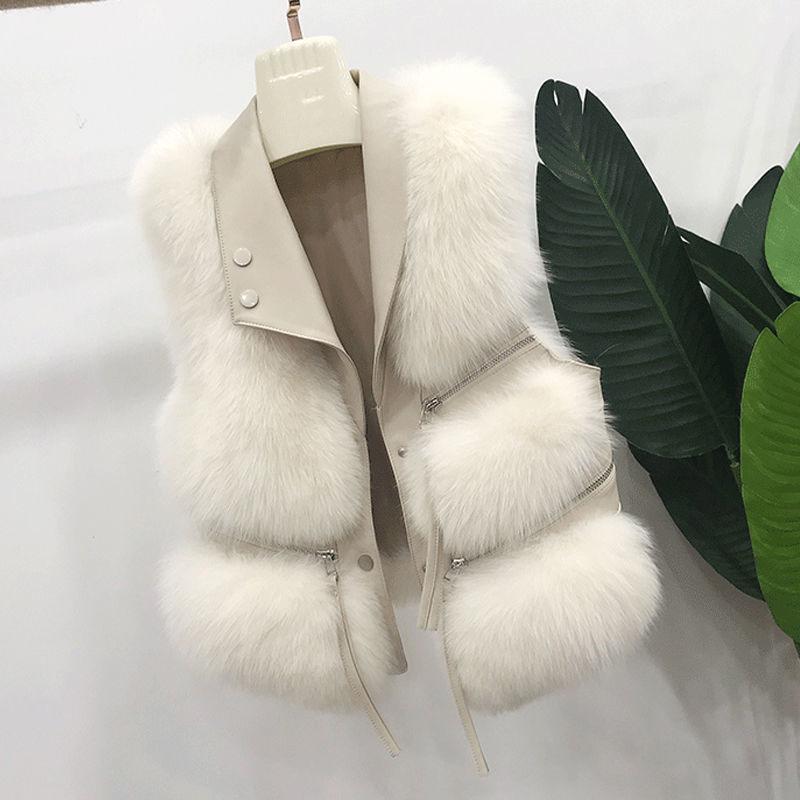 Шуба женская жилетка короткая одежда осень зима пэчворк тонкий модный универсальный