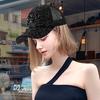 Unisex Sporty Summer Sequin Baseball Cap Trendy Leaf Pattern Sunscreen Hat All-Match Outdoor Breathable Mesh Common HM