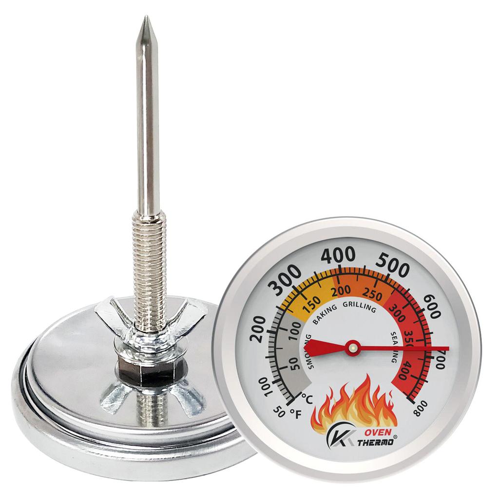 KT THERMO Grill Thermometer Barbecue Charcoal Smoker Temperature Gauge Grill Pit Replacement Thermometer for BBQ Meat Cooking