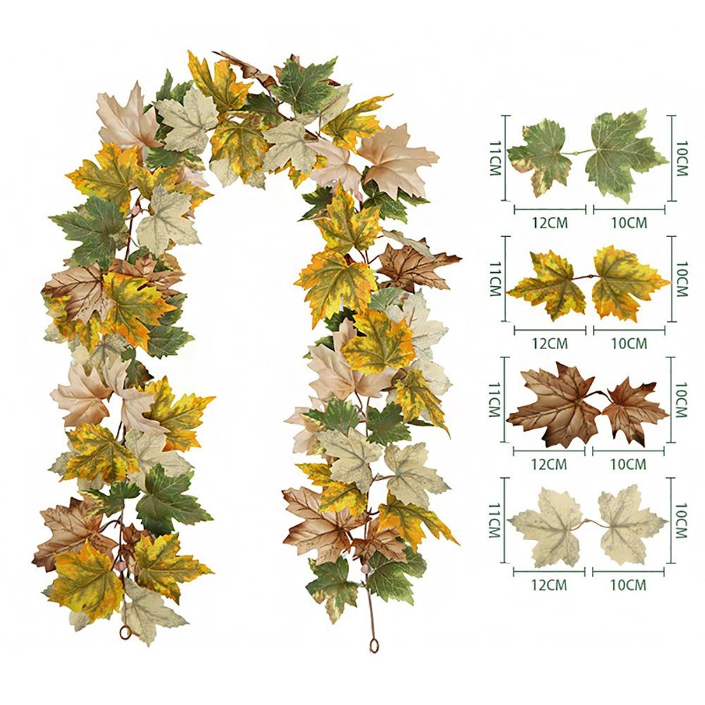 Big Size Leaves Artificial Mapple Leaves Garland Multicolor Fall Leaves Vine Festival Ornament