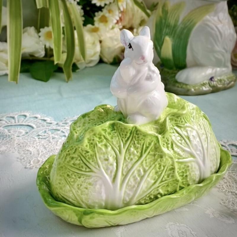 Европейская керамическая китайская капуста, кролик, фруктовая тарелка, закуска из сухофруктов, коробка для масла и крема, банка для фруктов, вилка, украшение стола