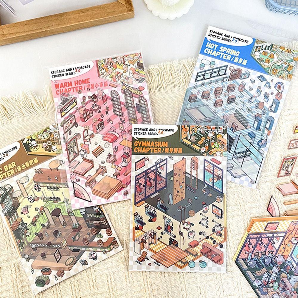 Сделай сам Визуальная наклейка для укладки Трехмерные ландшафтные наклейки Миниатюрная сцена 3D-наклейки