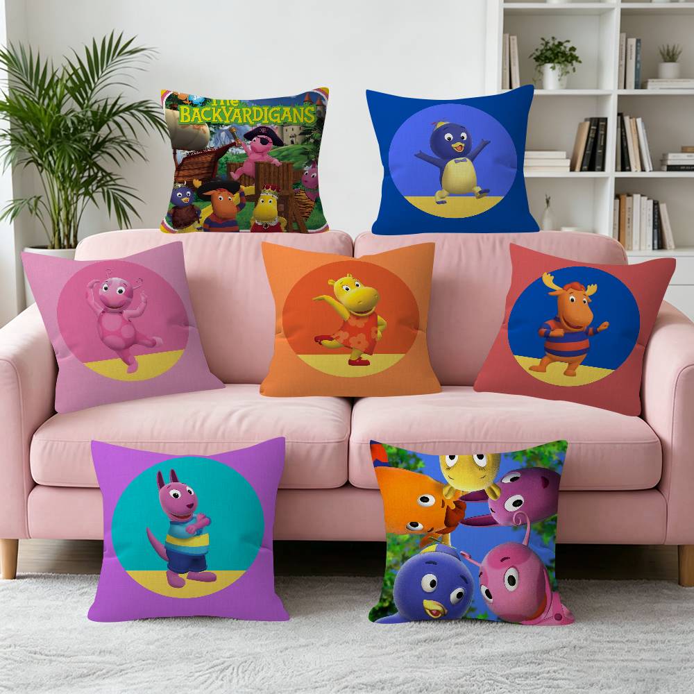 Cartoon TThe Backyardigans Decorative Polyester Throw Pillow Cover Square Suitable for Home Office Coffee Shop Decor