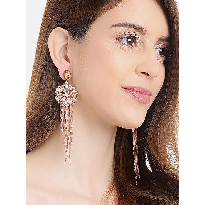 jewellery Gifts Stylish Latest Western Ear rings Gold Plated Crystal Handmade Tassel Long Earrings