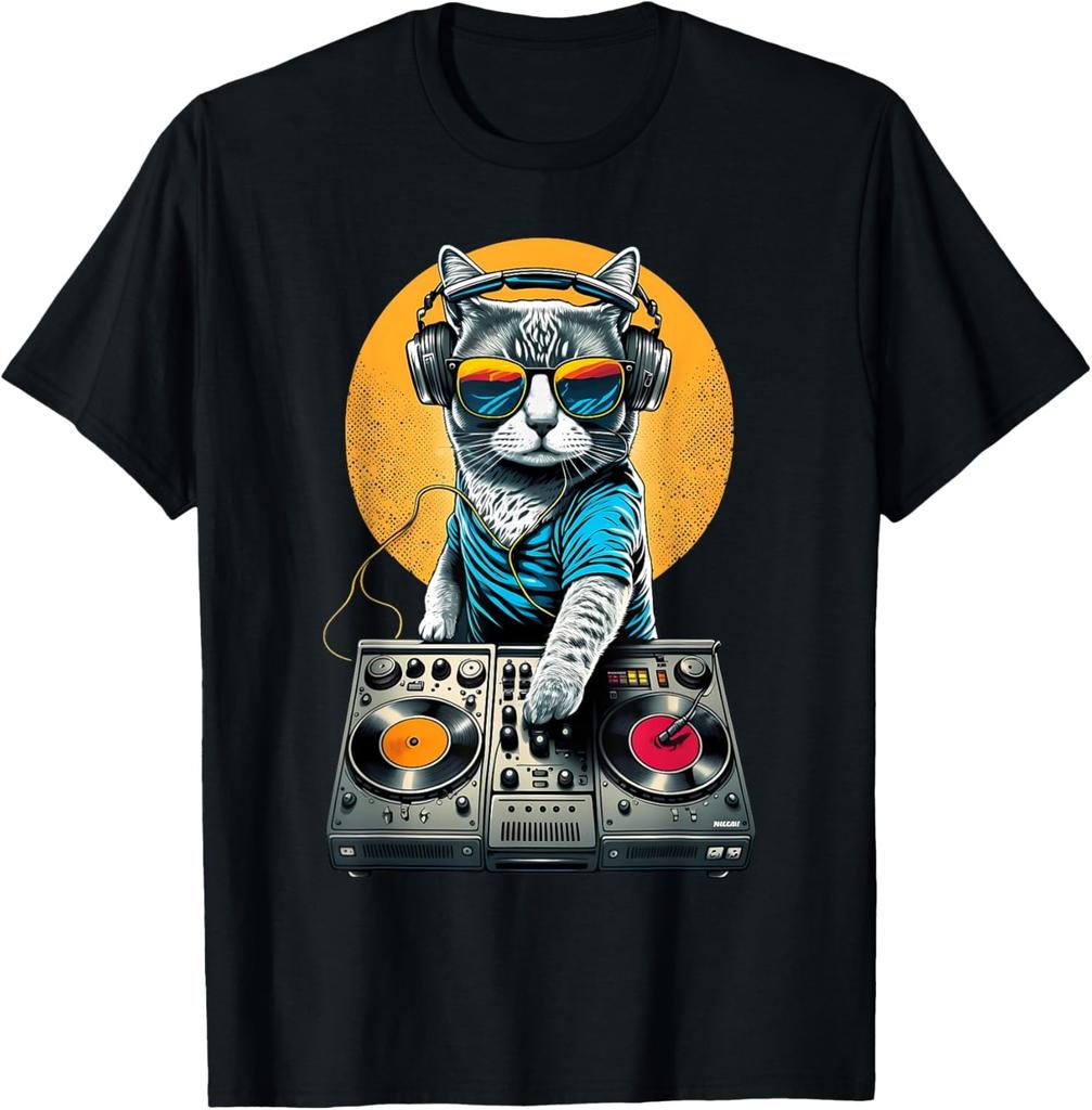 EDM Кот DJ, Кот DJ в Солнечных Очках, Футболка с Котом