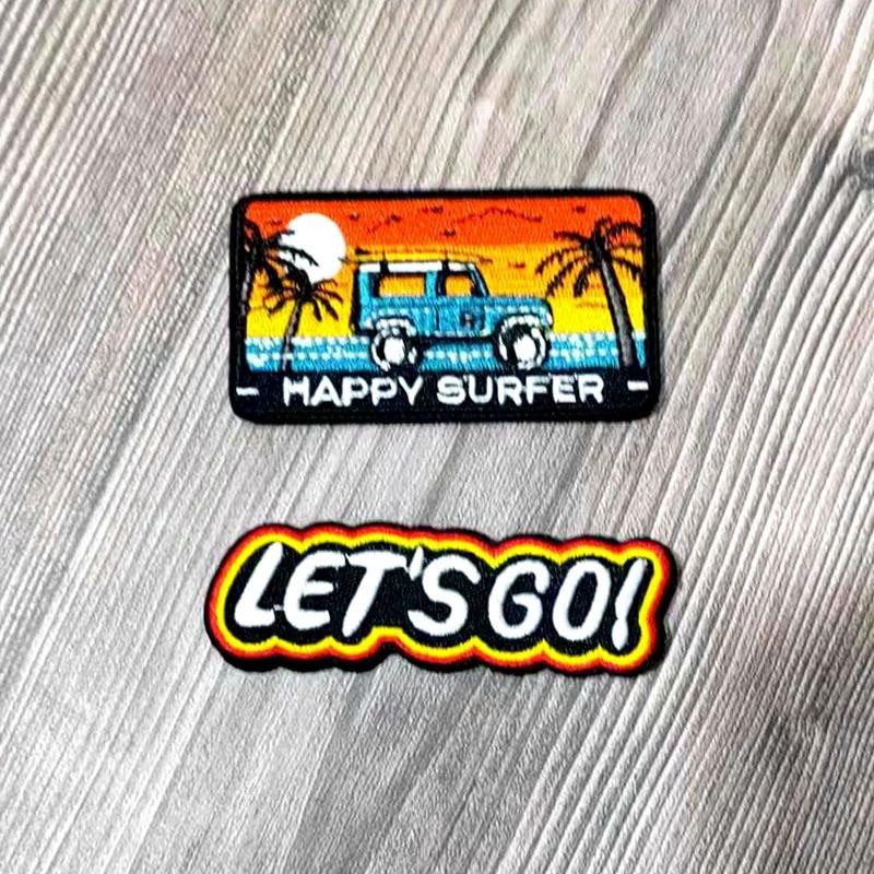 Mountaineering Hiking Sunset Airplane Badge Embroidery Velcro Cloth Sticker Outdoor Backpack Decoration Embroidery Sticker