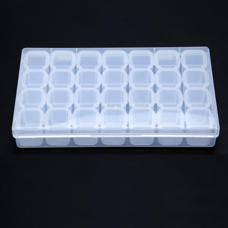 Fashion Plastic 28 Slots Nail Art Tools Jewelry Beads Storage Box Case Organizer