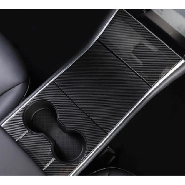 Carbon Fiber Front Water Cup Holder Frame Cover Trim For 2018- Tesla Model 3