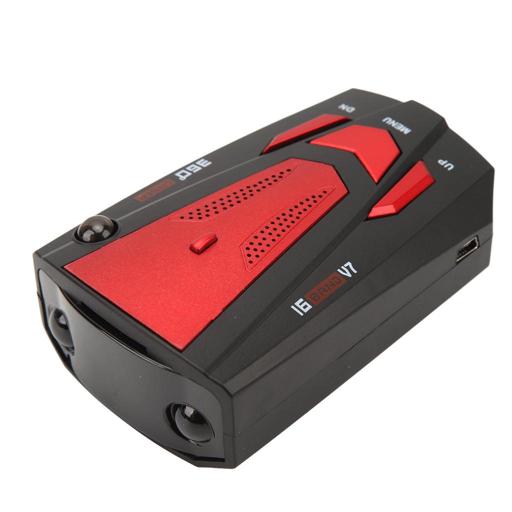 Автомобильный радар-детектор Защита 360 градусов Предупреждение о скорости 16 диапазонов Электронный детектор-собака Спидометр Тестер скорости Красный