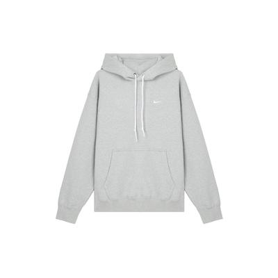 Nike Флисовый пуловер Solo Swoosh с капюшоном, темно-серый, Хизер/Белый, мужская уличная одежда DX1355-063