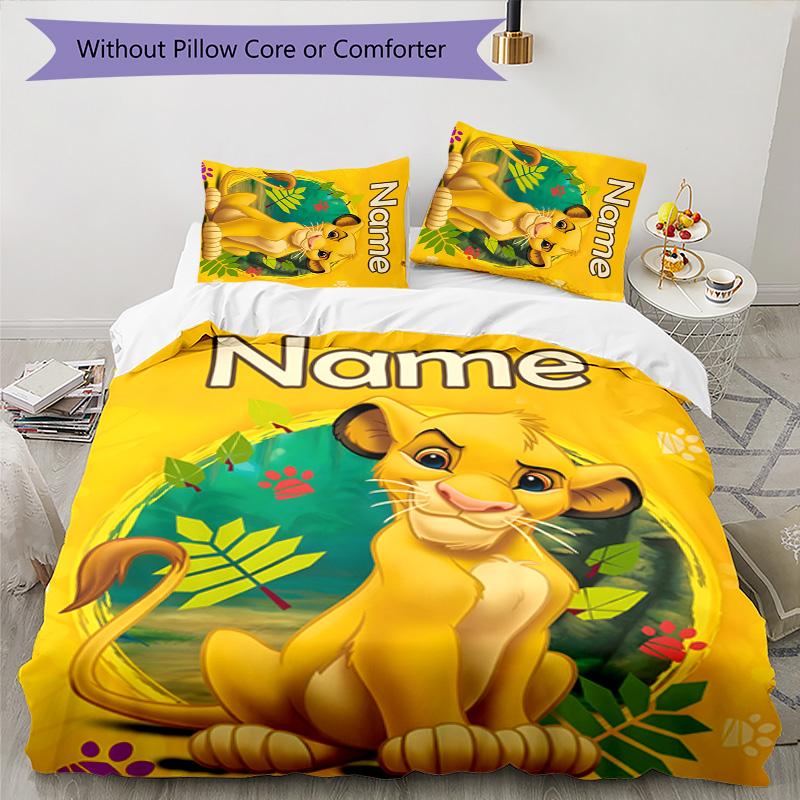 3pcs Lion King3 Cover Set - Personalized Name, HD Printed Bedding with 1 Cover and 2 Pillowcases - Perfect for Home Decor, Easy Care