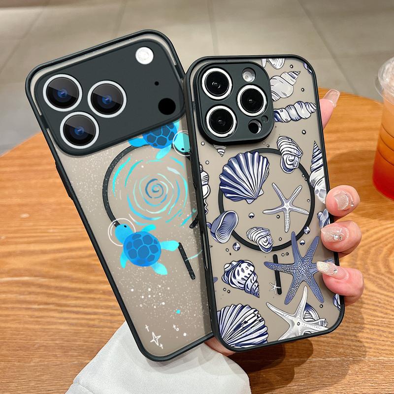 Чехол для iPhone 17 Pro Max с узором Морская черепаха, Ракушка, Кит, Магнитный, Для Magsafe, Тонкий, Матовый чехол для iPhone 16 Pro Max 15 14 13 16E Air