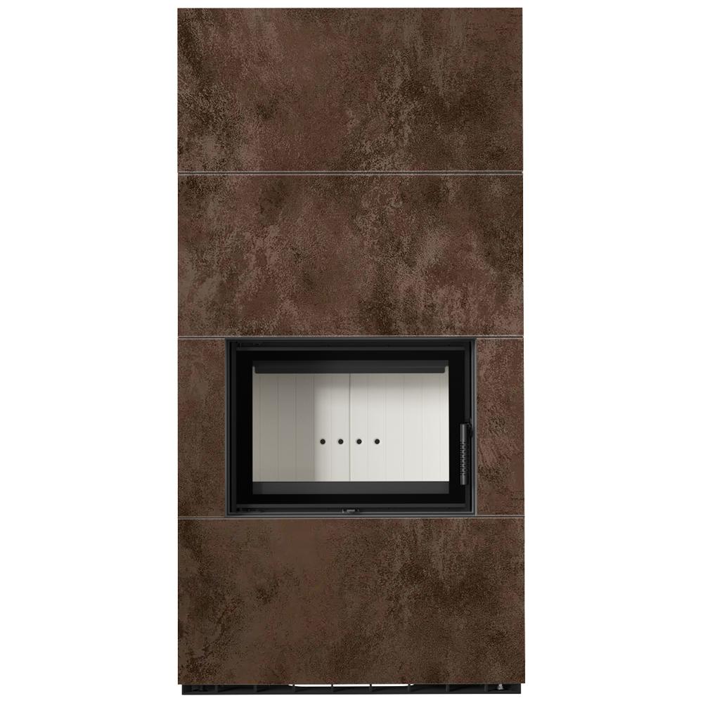 Модульный камин KRATKI FLOKI BOX 8 кВт Ø 160 кварцевый спекатель OXIDE MORO самозакрывающаяся дверца