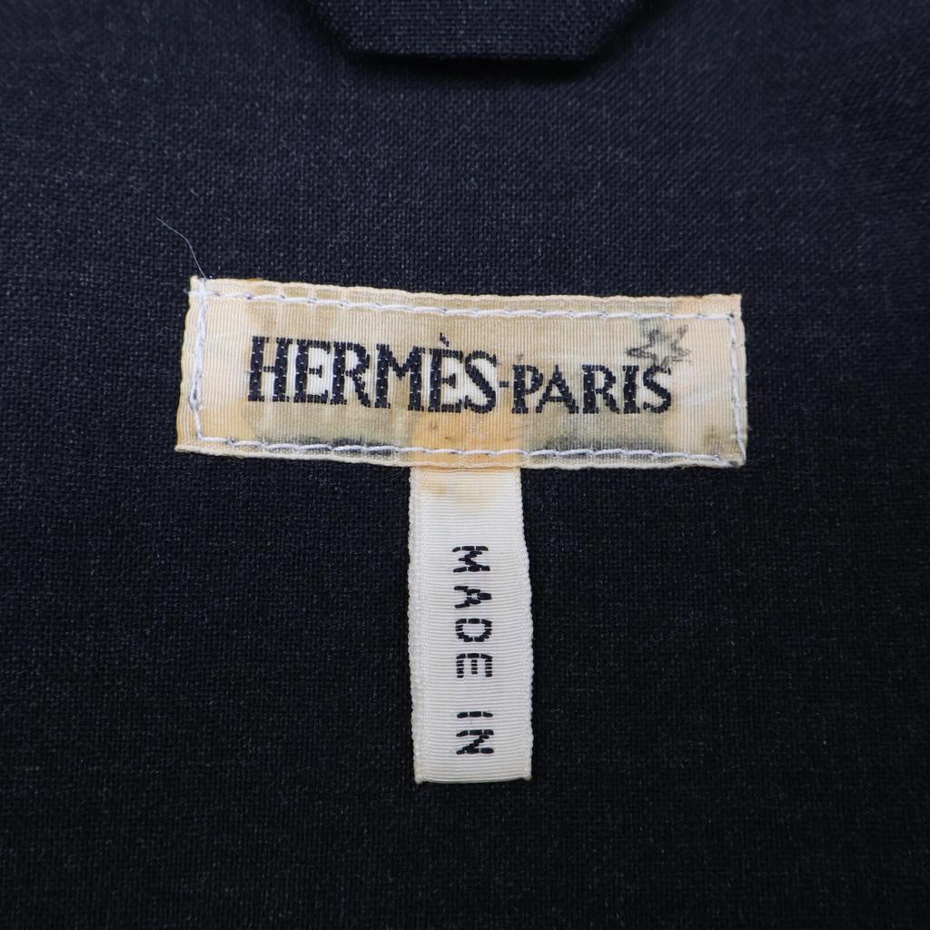 HERMES [Domestic regular] MACKINTOSH made Margiela period belted rubberized coat ME blackUsed
