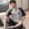 Summer Men's New Pajamas Homewear Suit Men's Short-Sleeved Cotton Casual Homewear Plus Size Men's Youth Pajamas Homewear