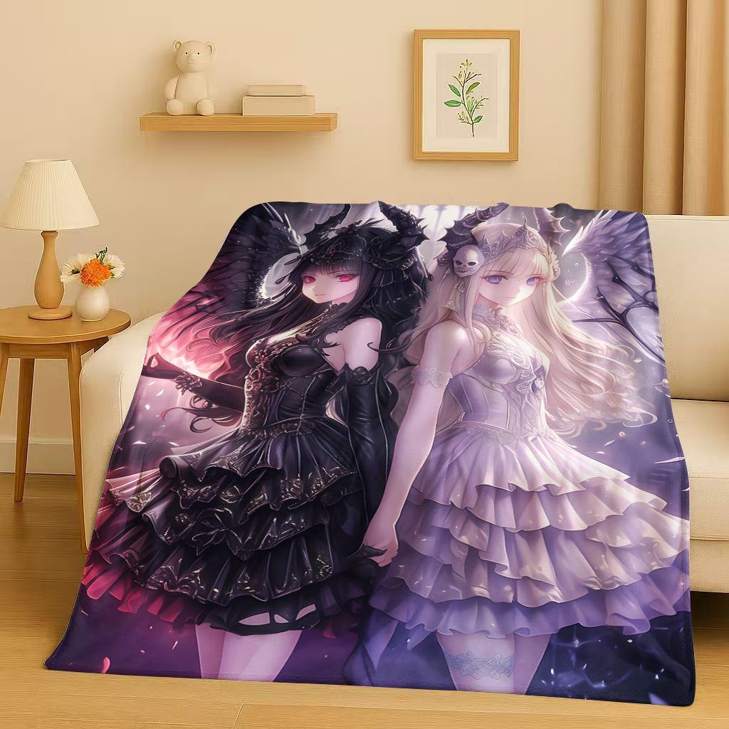 26 Style Gothic Dark Sexy Girls Cartoon Anime Characters Flannel Blanket,Soft Plush Throw for Home Bedroom Bed Sofa Cover Trave