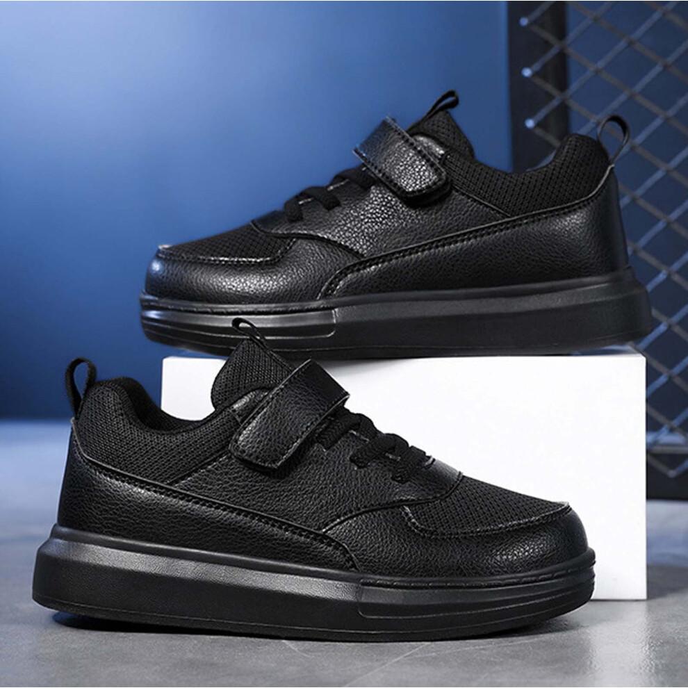 Lightweight Kids Sneakers for Boys & Girls – Casual Everyday Footwear, Compatible with School/Play/Running – Black, Size 28