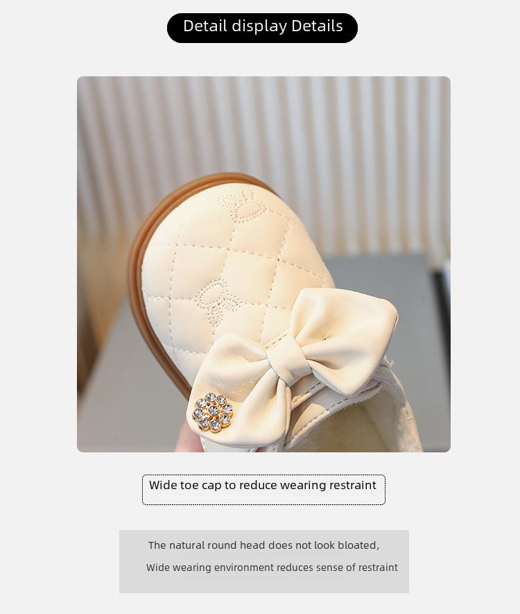 Туфли-принцессы из бархата с бантом для девочек – Кожаная подошва с мягкой подошвой для осени и зимы