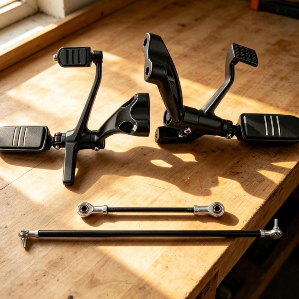 Forward Foot Controls with Floorboards | Cruiser, Black, Front