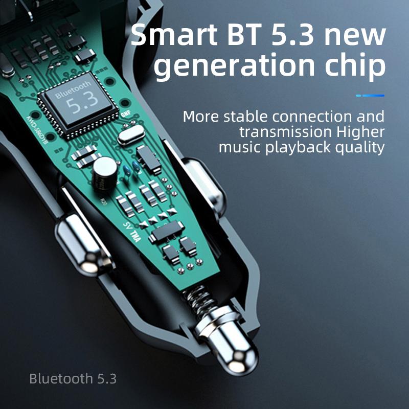 C6 Цифровой дисплей FM Автомобильный Bluetooth-совместимый передатчик Type-C+2 USB Быстрая зарядка Аудио MP3-плеер