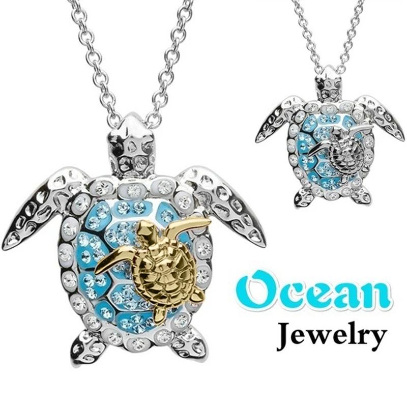Sea Stylish Turtle Necklace In Silver And Gold Perfect Animal Accessory Couples For
