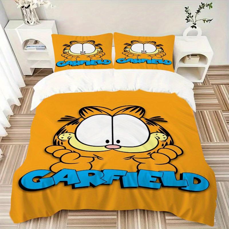 3pcs Garfield Printed Quilt Set - Soft and Comfortable Quilt Cover for Bedroom, Guest Room and Dormitory Decorative Bedding Set 1 Duvet Cover + 2 Pill
