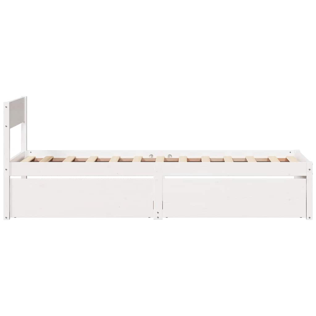 Solid Wood Bed Frame without Mattress White 75 x 190 cm Pine Wood