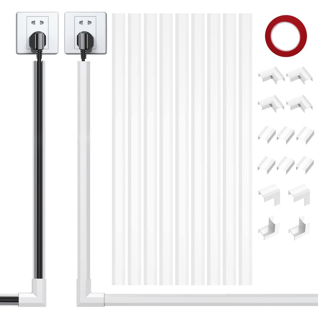 Wire Cover, Cable Cover, Cable Tie, Cord Protector, Cable Tie, Electrical Wire Cable Cover, Easy Installation (White, 10-Piece Set, 401.50.9cm)