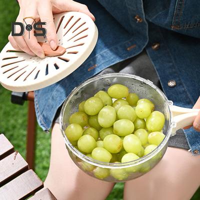 Многофункциональная дренажная корзина для пищевых продуктов со складной ручкой, штабелируемая корзина для хранения фруктов и овощей, не содержащая бисфенола А, с крышкой