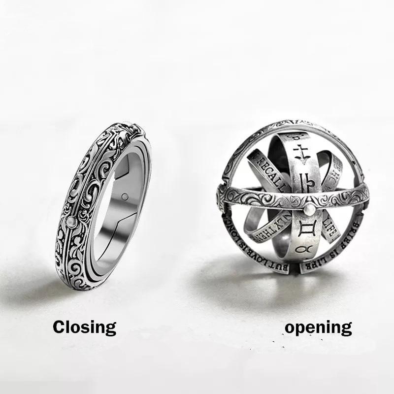 Vintage Astronomical Ball Rings For Women Men Creative Complex Rotating Cosmic Finger Ring Jewelry Jz516