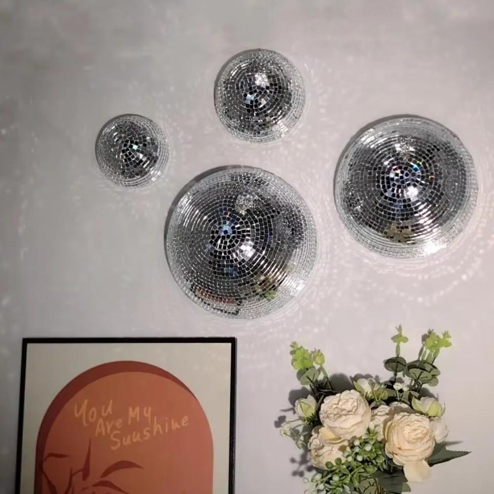 5Pcs Semicircle Mirror Disco Ball Wall Art Metallic Reflective Ball Ornament Party Background Decor