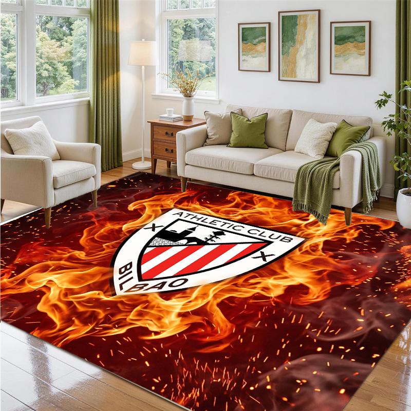Athletic Bilbao Football Design Crystal Velvet Rug Soft Decorative Mat for Bedroom Entrance