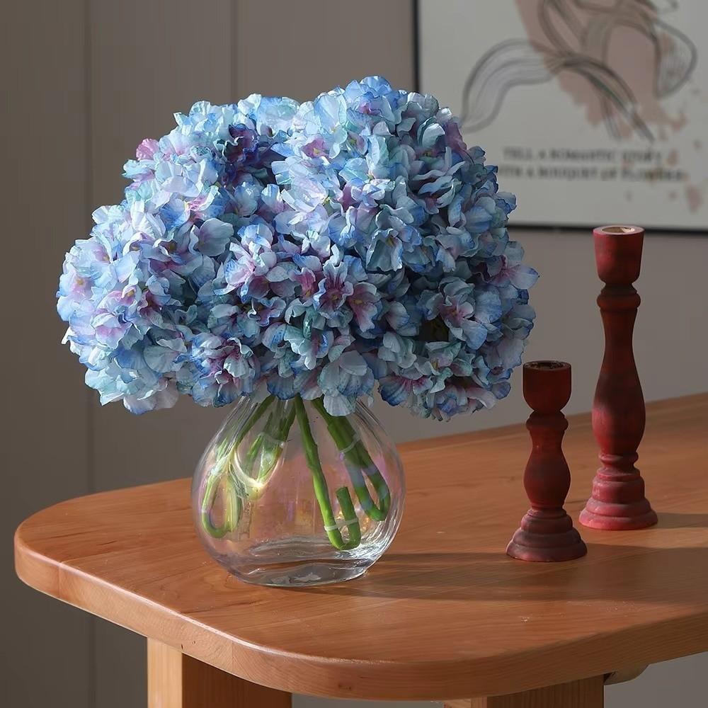 Realistic Look Hydrangea Artificial Flowers Bouquet Reusable Silk Flower Living Room Decoration