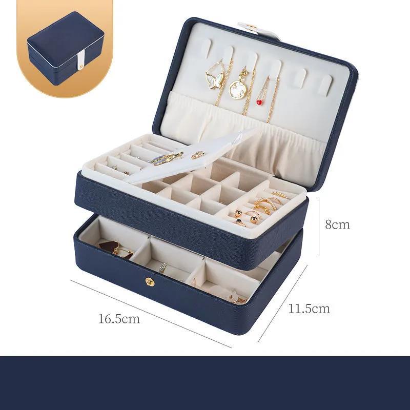 Трехслойная шкатулка для хранения ювелирных изделий, вместительная шкатулка для хранения ювелирных изделий с ящиком для сережек-гвоздиков
