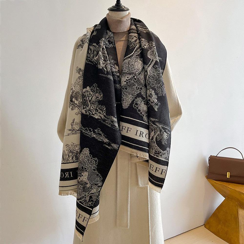 Winter New Scarf Imitation Cashmere Landscape Painting Design Fashionable Shawl Mom Gift Soft Skin Friendly Long Warm Scarf