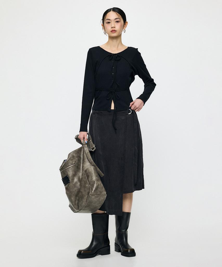 INSILENCE WOMEN [Moussy] Layer Cut Top Black
