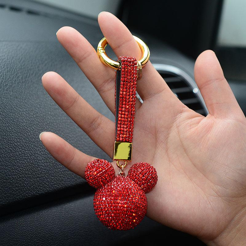 Высококачественный брелок-подвеска со стразами Голова Микки Брелки Коготь Блеск Хрустальный Шар Брелок Автоаксессуары Модные Украшения