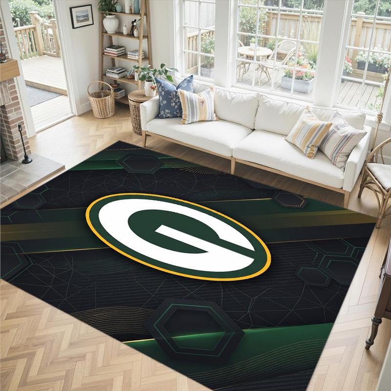 Green Bay Packers Design Crystal Velvet Carpet Cozy Non?Slip Printed Rug For Bedroom Living Room Entrance