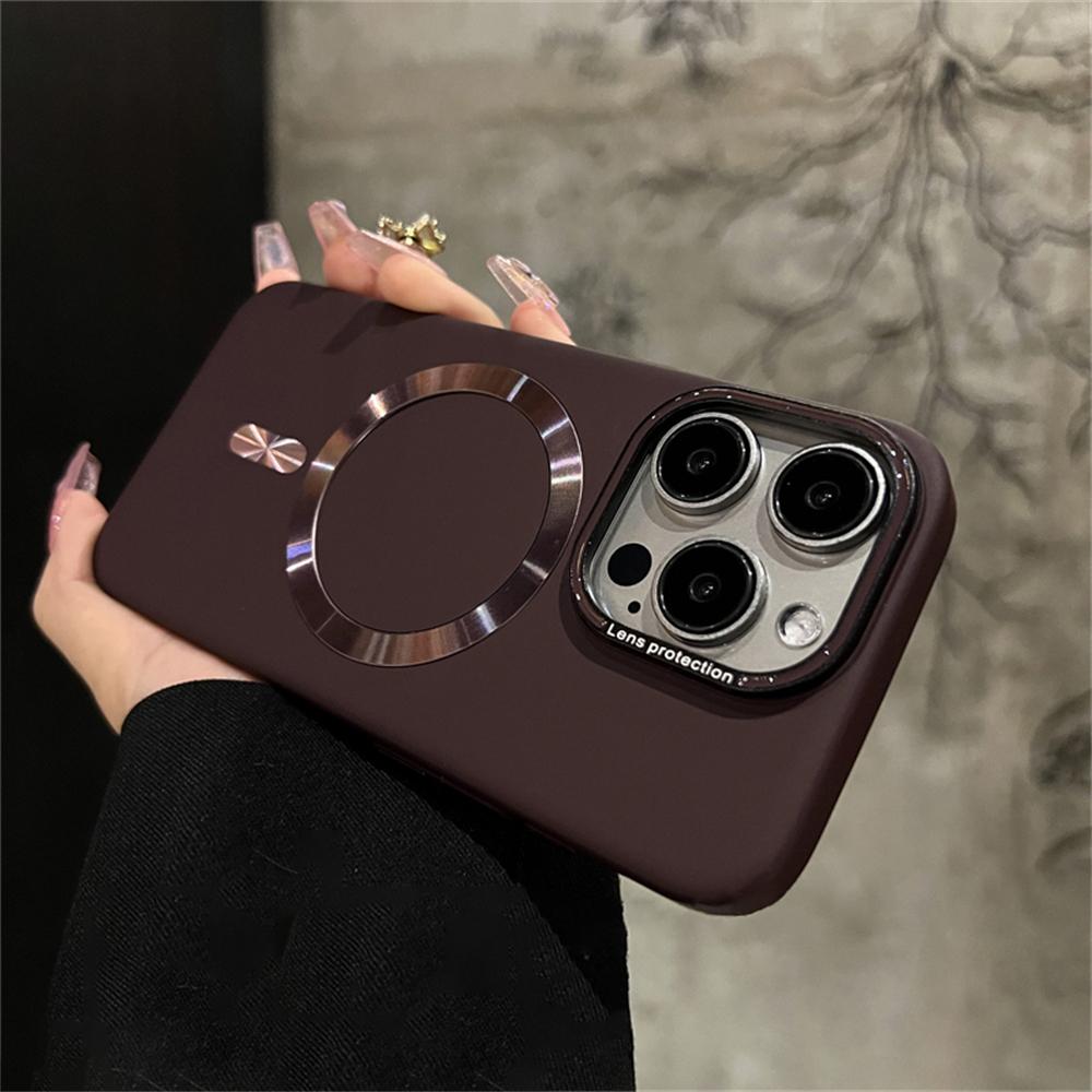 Роскошный матовый жесткий бампер магнитный чехол для iPhone 16 15 12 13 14 Pro Max Plus для беспроводной зарядки Magsafe защитный чехол