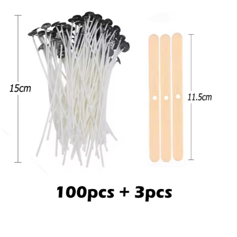 100pcs Waxed Cotton Candle Wicks Set with Stand Original Smokeless Candle Wicks Soy Oil Wax Core Woven Making Candles Supplies