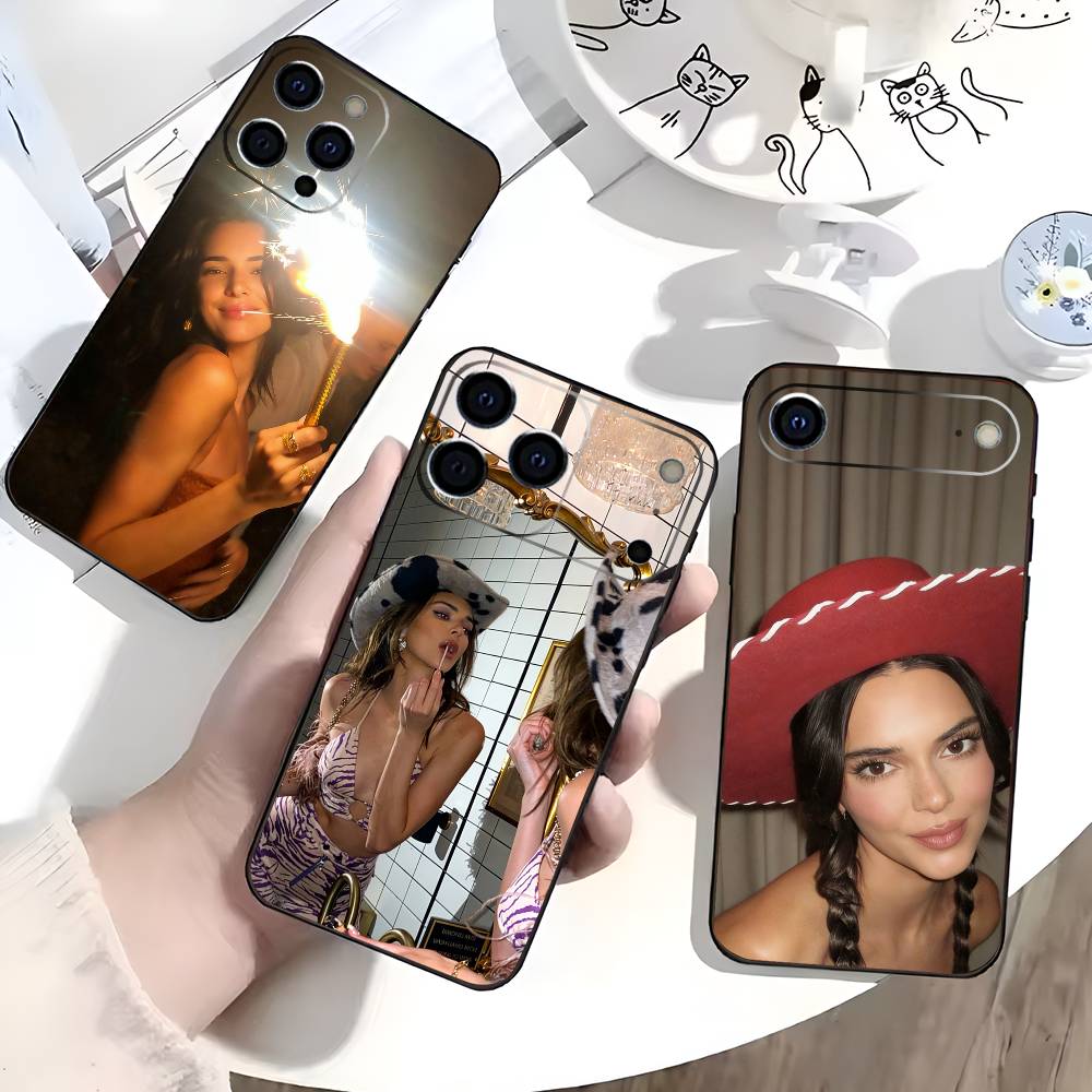 Чехол для телефона K-Kendall J-Jenner для iPhone 17,16,15,14,13,12,11 Plus,Pro Max,XS, Мягкий черный чехол
