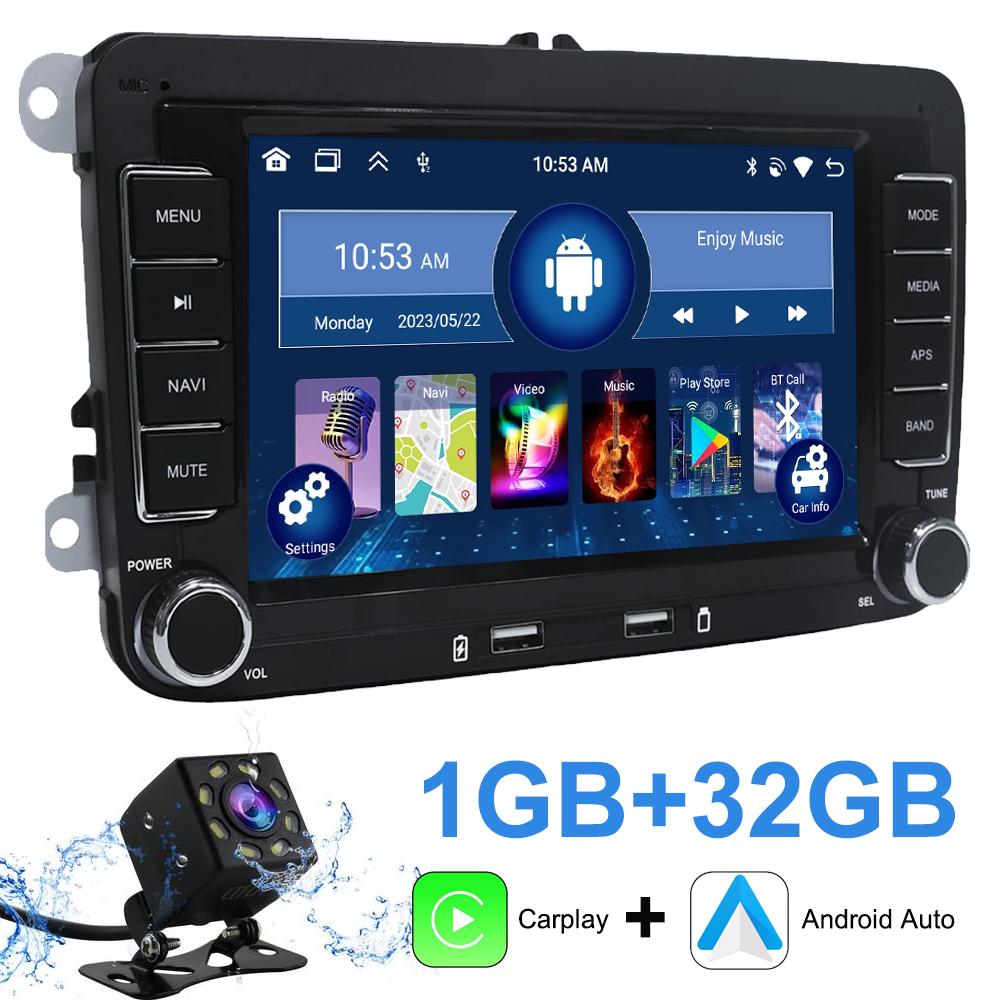 2G+32G /1G+32G Android 13 7-дюймовый IPS-экран Беспроводной CarPlay Android Auto Автомагнитола для VW Jetta Седан Passat Tiguan CC Golf Skoda Радио