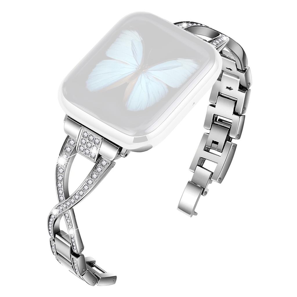 KALEBOL Cross Watch Band for Apple Watch Series 10 9 8 7 SE 6 5 4 3 2 1 42mm 41mm 40mm 38mm Rhinestone Zinc Alloy Wrist Strap