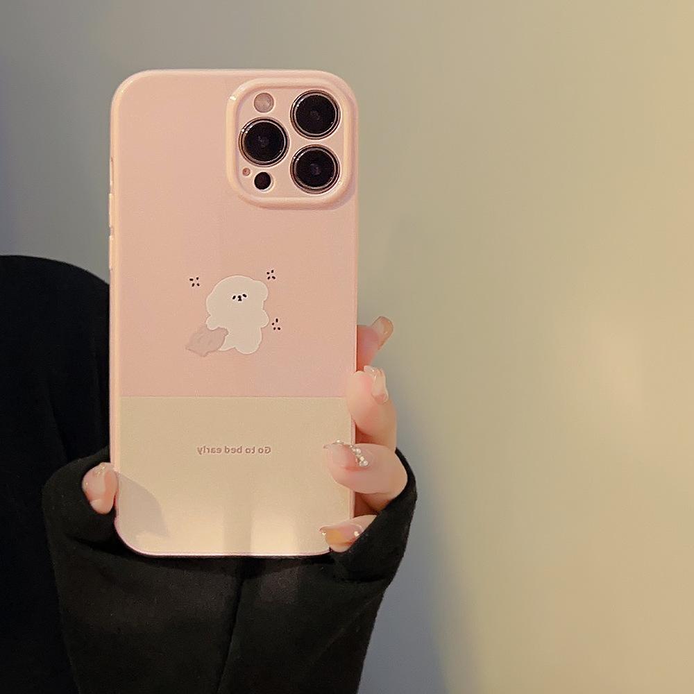 Простой мультяшный чехол для мобильного телефона 14pro Max 12 Apple IPhone 15 Медово-розовый 11 Милый Подходит для 16pro Мягкий