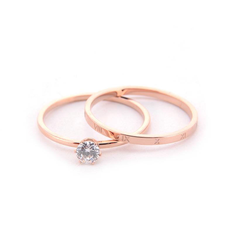 Европейский и американский креативный набор из двух женских колец из титановой стали с бриллиантовой инкрустацией на День святого Валентина