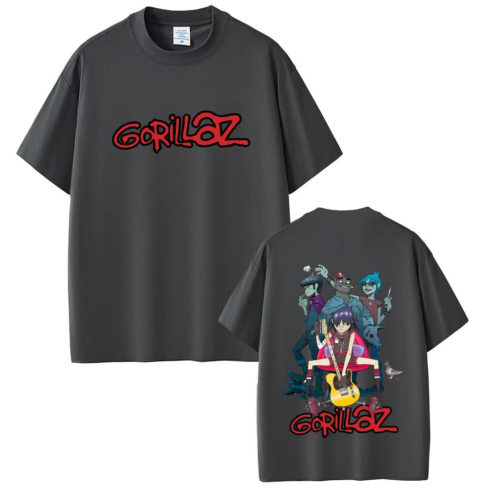 Gorillaz Рок-группа Готический Поп-музыка Хлопковая Футболка Круглый Вырез Высокое Качество
