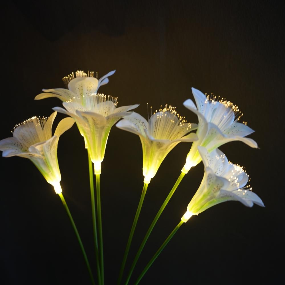 Solar Lily Flower Garden Stake Lights, Warm White IP65 Waterproof Pathway Lights for Wedding Party Outdoor Patio Yard Decor