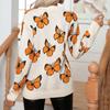 IHUASU Women's Three-dimensional Butterfly Jacquard Jumper Loose Autumn and Winter Long-sleeved Knitwear