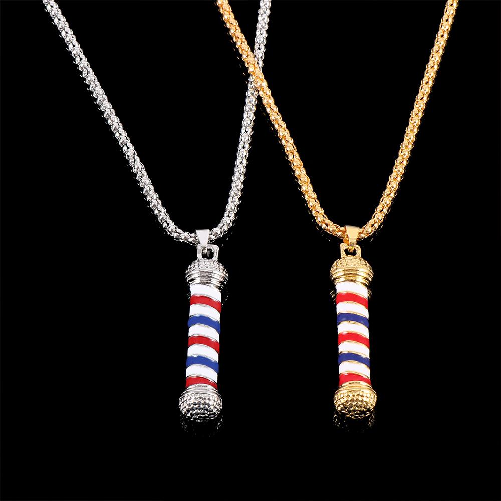 Women Retro Fashion Pole Barbers Barber Shop Chain Jewelry Necklace Pendant