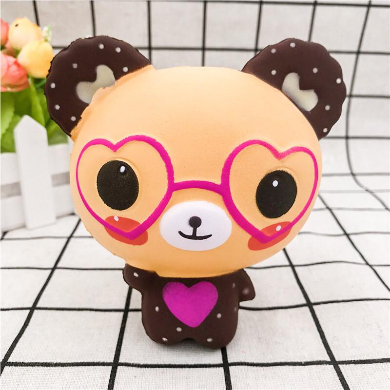 Squishy Bear Glasses Plush Toy With Slow Rebound Pu Material For Gift And Decoration